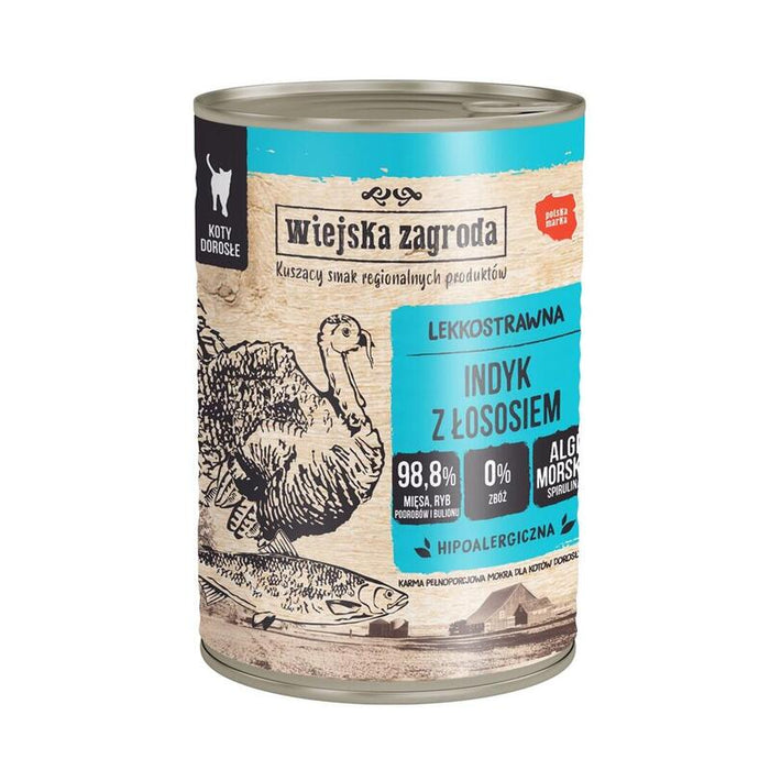 Wiejska Zagroda Indyk Z Lososiem Karma Mokra Dla Kota 400g