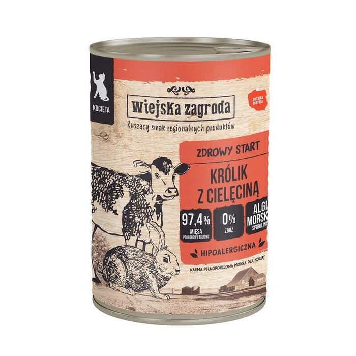 Alimento Húmedo Para Gatos Con Sabor A Conejo De Granja Rural Y Ternera, 400 G