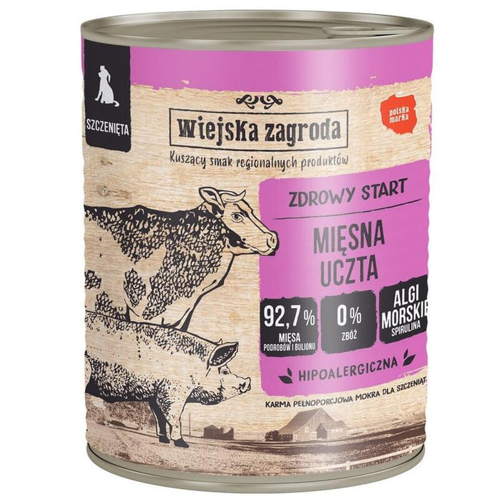 Wiejska Zagroda Puppy Meat Feast - Comida Húmeda Para Perros - 800g