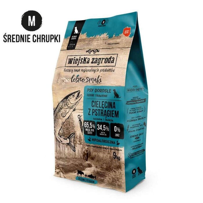 Wiejska Zagroda Veal With Trout M  Dry Dog Food  9kg