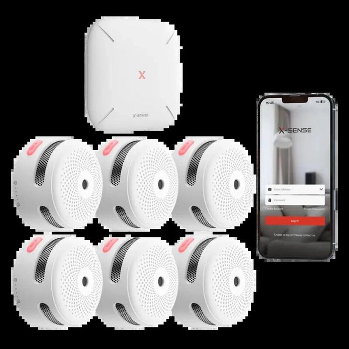 X-Sense Fs61 6 1 Rf-Rauchmelder-Set Mit Gateway (6×Xs01-M 1×Sbs50)