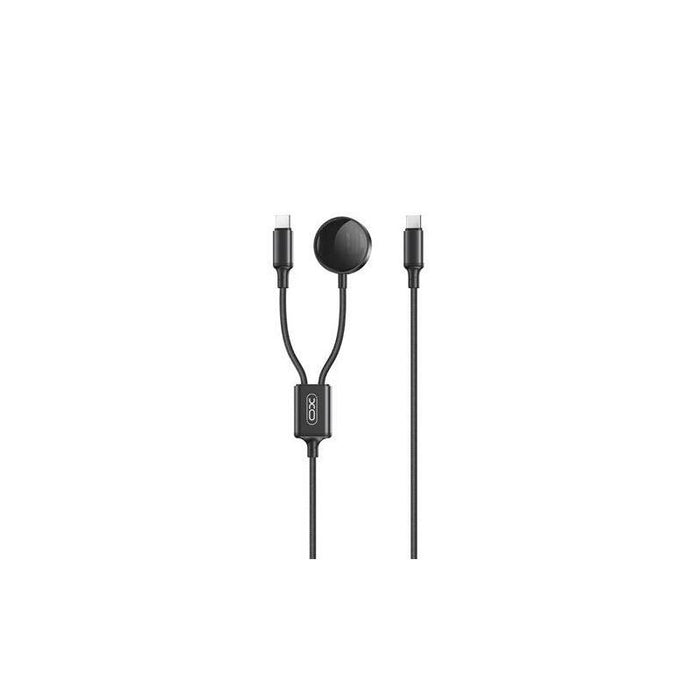 Xo Cable Usb 2 En 1 - 60w - Tipo C + Carga Magnetica Apple Watch - 1 Metro - Negro