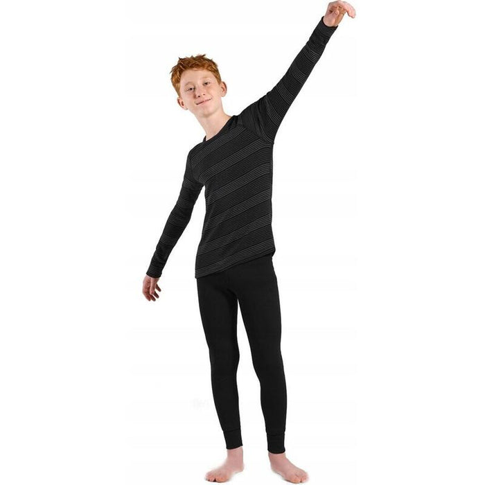 Conjunto De Ropa Interior Infantil Odlo Set Long Active Warm Eco Set Talla 116 Cm Negro-Gris