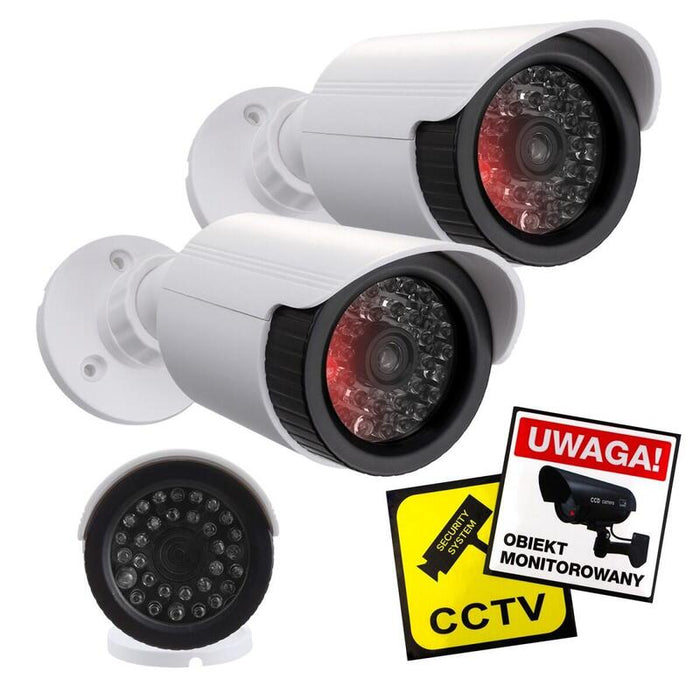 Zestaw Dwóch Atrap Kamer Ir1800 Wt Biale, Zasilanie 2xaa, Abs, Diody Ir Led