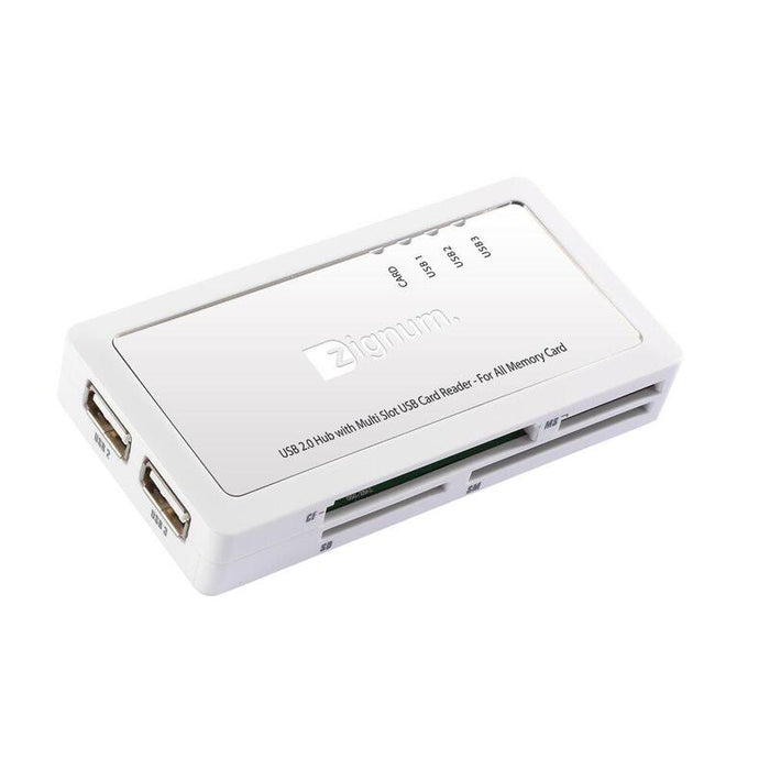 Zignum Card Reader + Hub X 3 Usb 2.0. Blanco