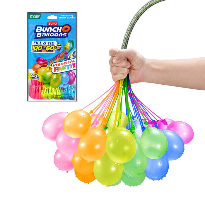 Zuru Bunch O Globos Globos De Agua Fiesta Tropical Paquete De 100 Juguetes Acuáticos 56480uq1